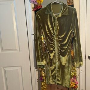 Scrunch Fitted Velour Dress